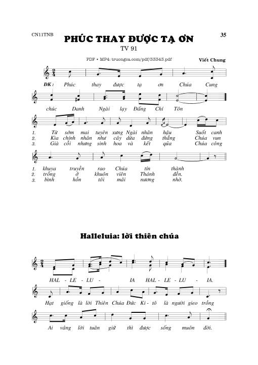 Sheet nhạc PDF bài Thánh Vịnh 91, Phúc Thay Được Tạ Ơn