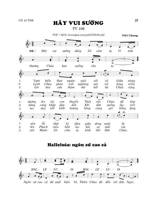 Sheet nhạc PDF bài Thánh Vịnh 106, Hãy Vui Sướng
