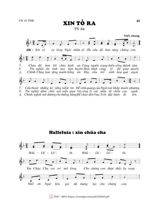 Sheet nhạc PDF bài Thánh Vịnh 84, Xin Tỏ Ra