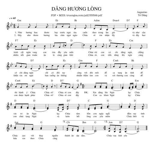 Sheet nhạc PDF bài Dâng Hương Lòng