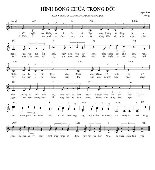 Sheet nhạc PDF bài Hình Bóng Chúa Trong Đời