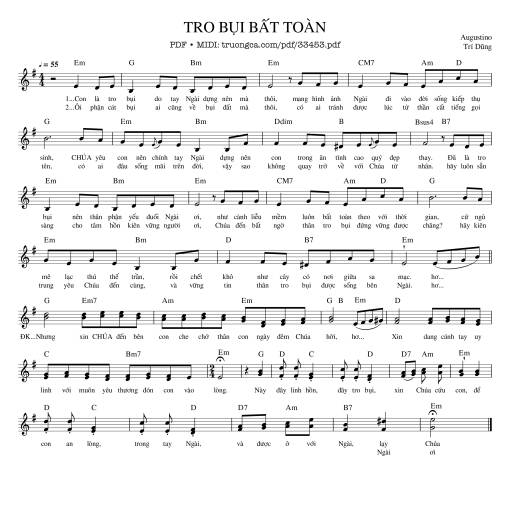 Sheet nhạc PDF bài Tro Bụi Bất Toàn