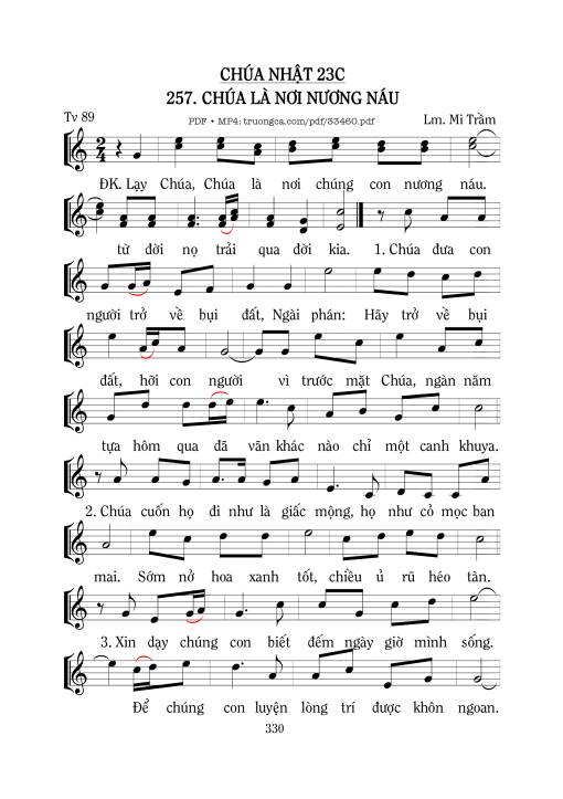 Sheet nhạc PDF bài Thánh Vịnh 89, Chúa Là Nơi Nương Náu