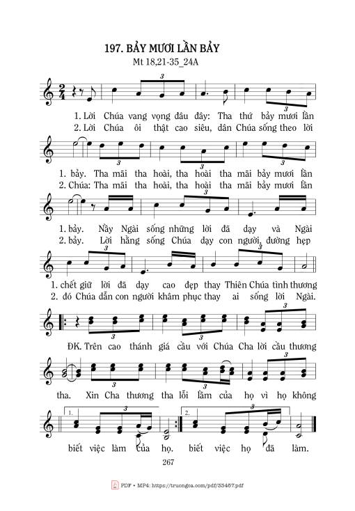Sheet nhạc PDF bài Bảy Mươi Lần Bảy