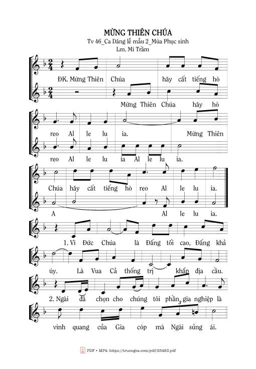 Sheet nhạc PDF bài Mừng Thiên Chúa
