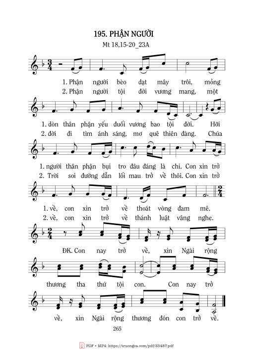 Sheet nhạc PDF bài Phận Người