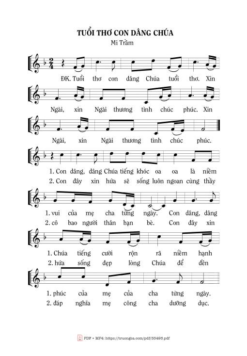 Tuổi Thơ Con Dâng Chúa