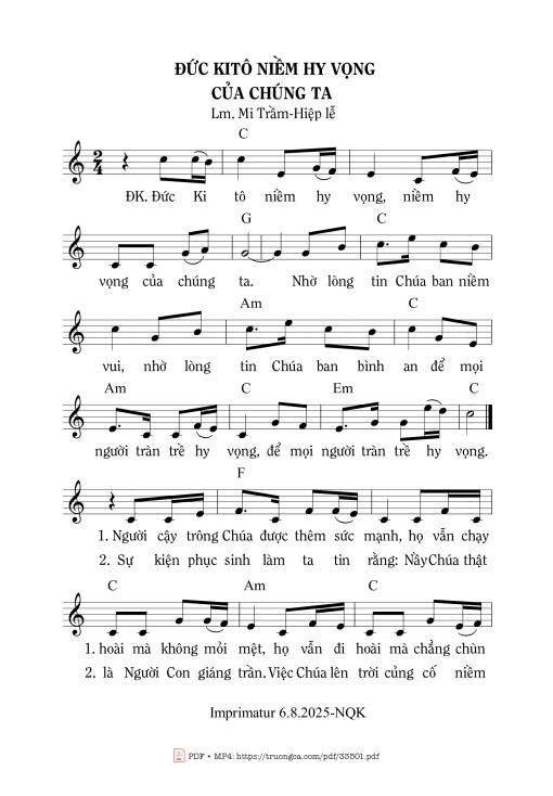 Đức Kitô Niềm Hy Vọng Của Chúng Ta