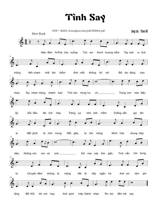 Sheet nhạc PDF bài Tình say - Thảo Hồ