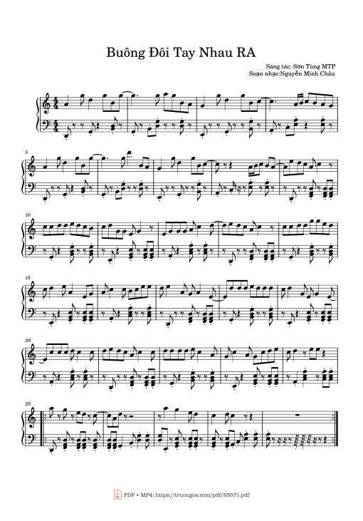 Sheet nhạc PDF bài Buông Đôi Tay Nhau RA Piano
