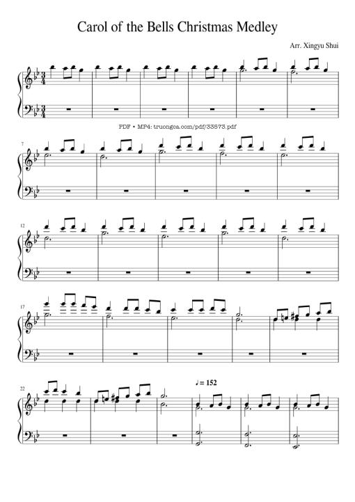 Sheet nhạc PDF bài Carol of the Bells Christmas Medley Piano