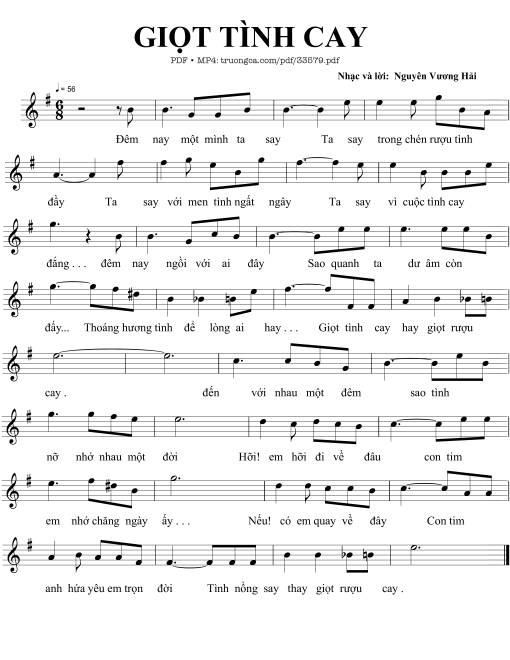 Sheet nhạc PDF bài Giọt tình cay