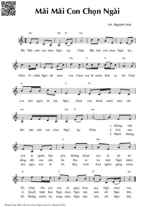 Sheet nhạc PDF bài Mãi mãi con chọn Ngài