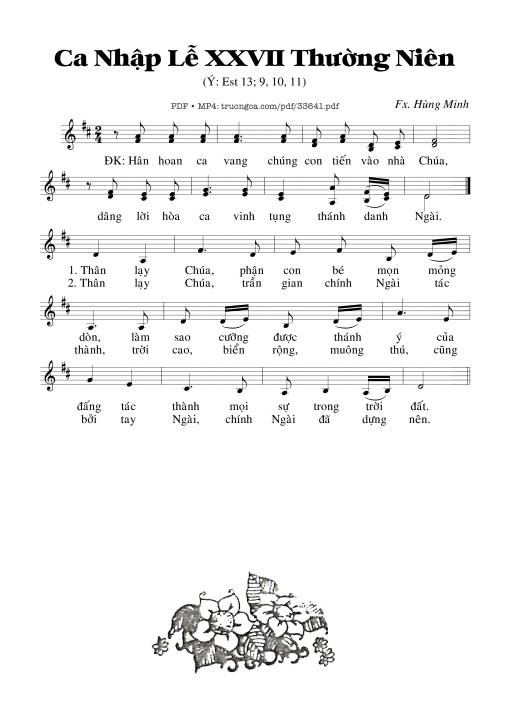 Sheet nhạc PDF bài Ca Nhập Lễ 27 Thường Niên