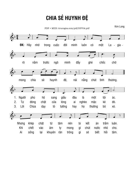 Sheet nhạc PDF bài Chia Sẻ Huynh Đệ