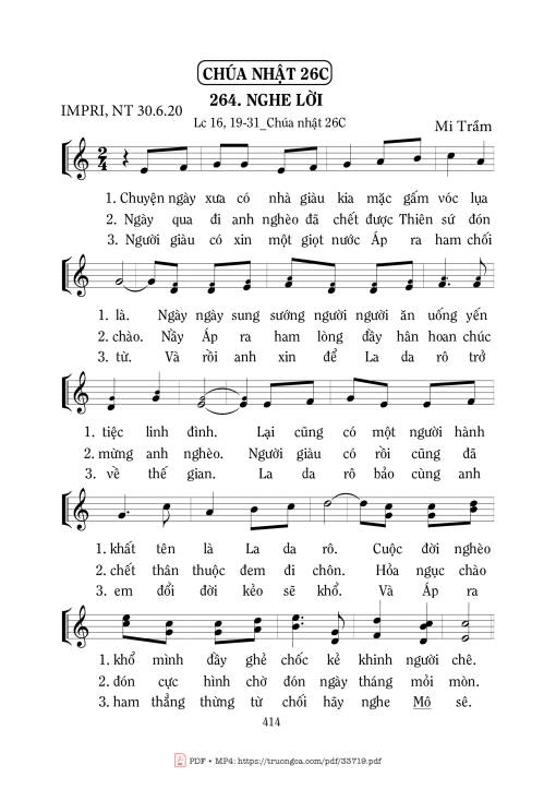 Sheet nhạc PDF bài Nghe Lời - Mi Trầm