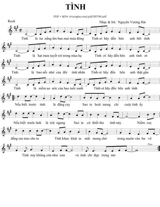 Sheet nhạc PDF bài Tình - Nguyên Vương Hải