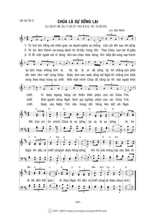 Sheet nhạc PDF bài Chúa Là Sự Sống Lại