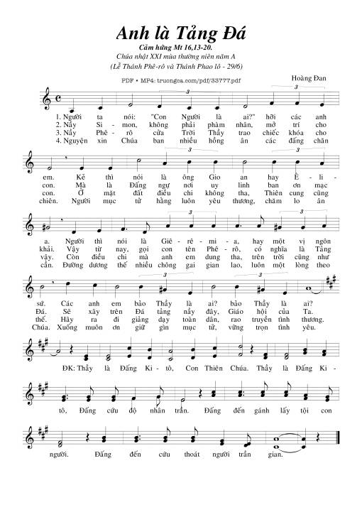 Sheet nhạc PDF bài Anh Là Tảng Đá