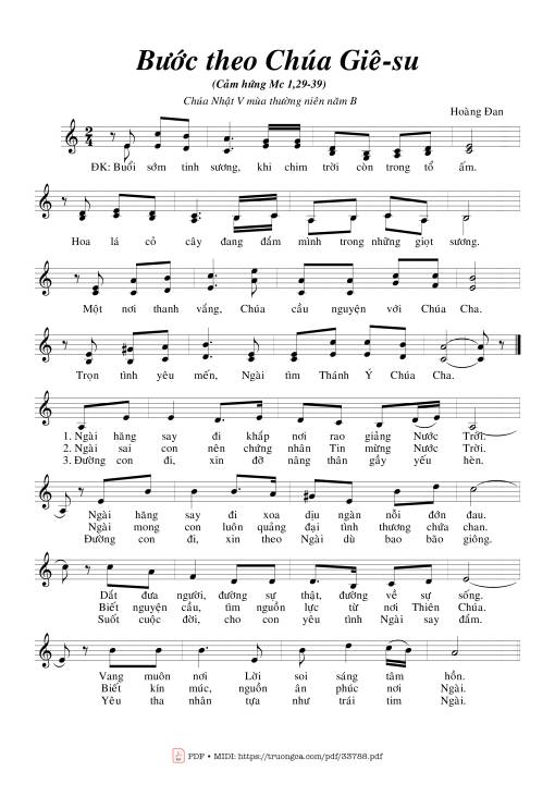 Sheet nhạc PDF bài Bước Theo Chúa Giê-Su