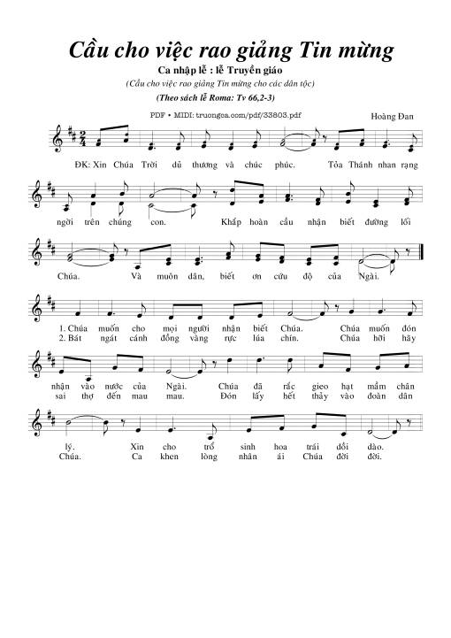 Cầu Cho Việc Rao Giảng Tin Mừng (Lễ Truyền Giáo)
