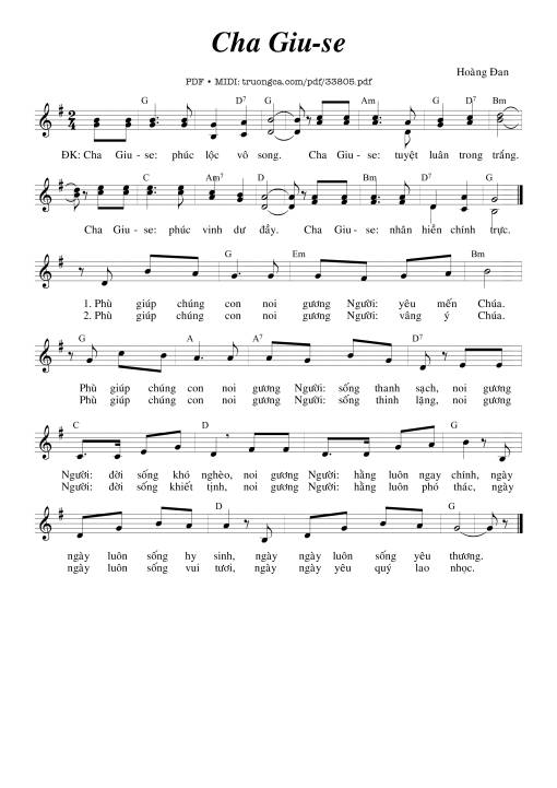 Sheet nhạc PDF bài Cha Giuse - Hoàng Đan