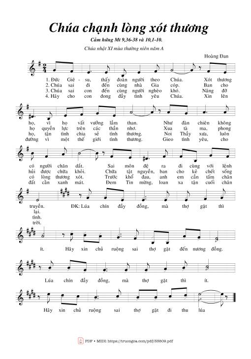 Sheet nhạc PDF bài Chúa Chạnh Lòng Xót Thương