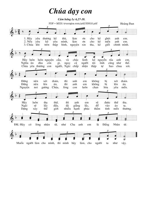 Sheet nhạc PDF bài Chúa Dạy Con