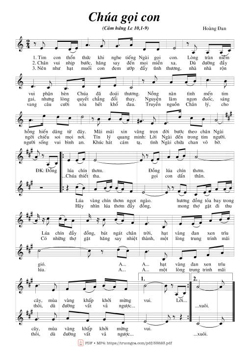 Sheet nhạc PDF bài Chúa Gọi Con