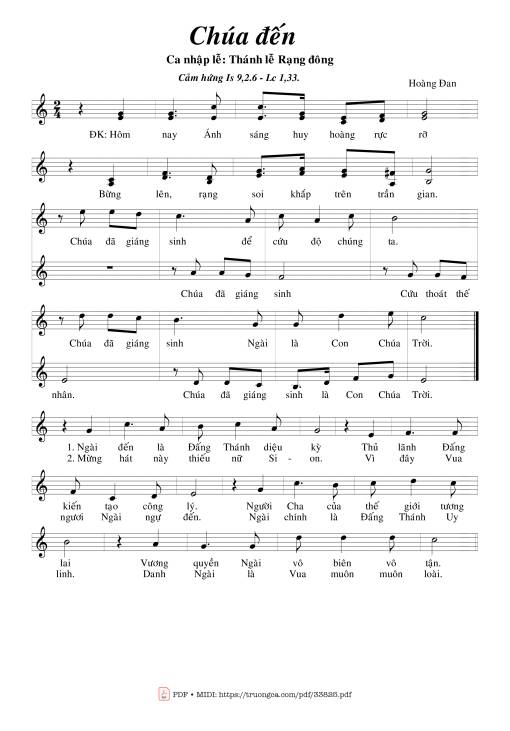 Sheet nhạc PDF bài Chúa Đến - Hoàng Đan