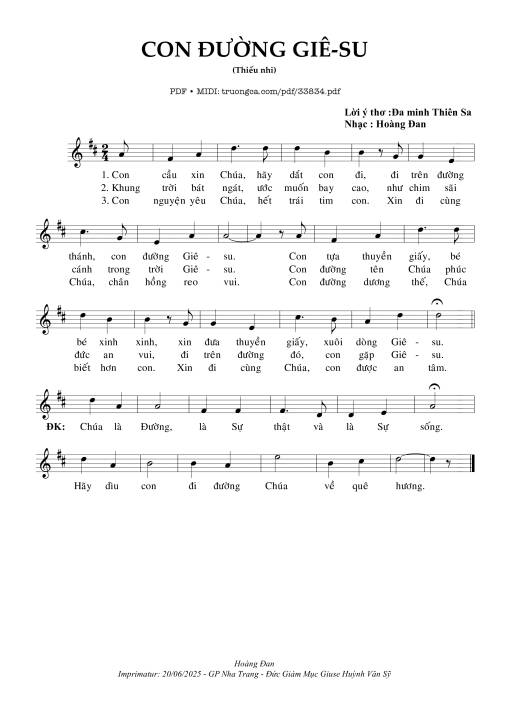 Sheet nhạc PDF bài Con Đường Giê-Su