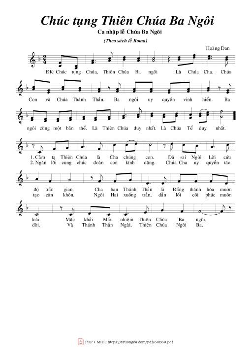 Sheet nhạc PDF bài Chúc Tụng Thiên Chúa Ba Ngôi