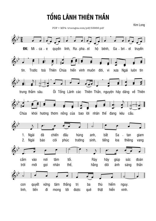 Sheet nhạc PDF bài Tổng Lãnh Thiên Thần