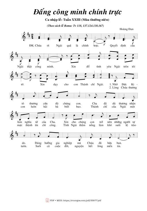 Sheet nhạc PDF bài Đấng Công Minh Chính Trực