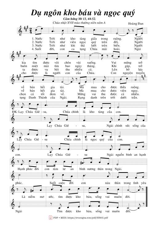 Sheet nhạc PDF bài Dụ Ngôn Những Nén Bạc