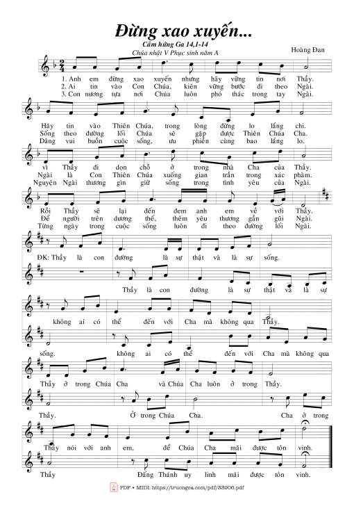 Sheet nhạc PDF bài Đừng Xao Xuyến