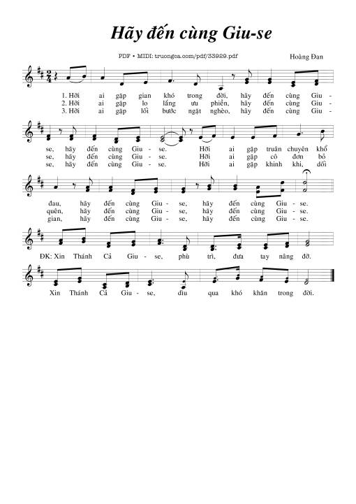 Sheet nhạc PDF bài Hãy Đến Cùng Giuse