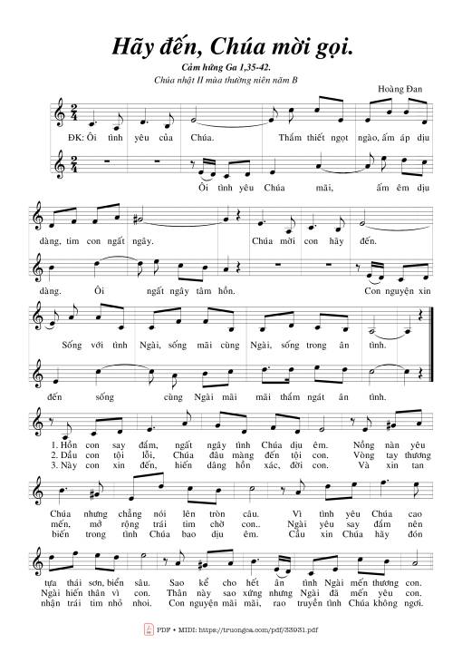 Sheet nhạc PDF bài Hãy Đến Chúa Mời Gọi