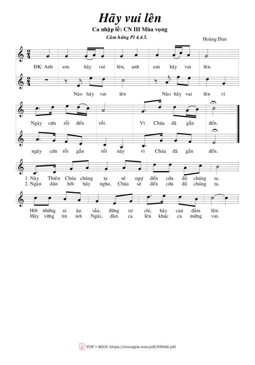 Sheet nhạc PDF bài Hãy Vui Lên - Hoàng Đan