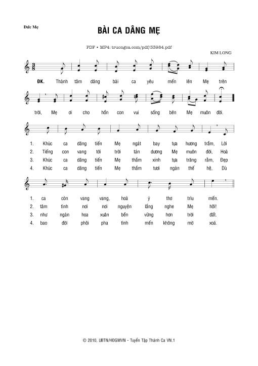 Bài Ca Dâng Mẹ - Kim Long