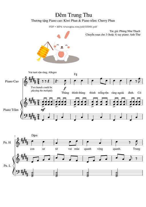 Sheet nhạc PDF bài Đêm Trung Thu 2 Piano (duet)