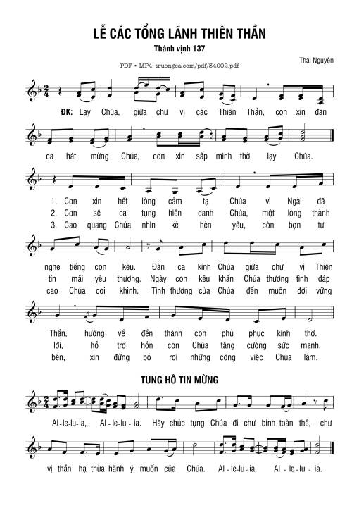 Sheet nhạc PDF bài Thánh Vịnh 137, Lễ Các Tổng Lãnh Thiên Thần
