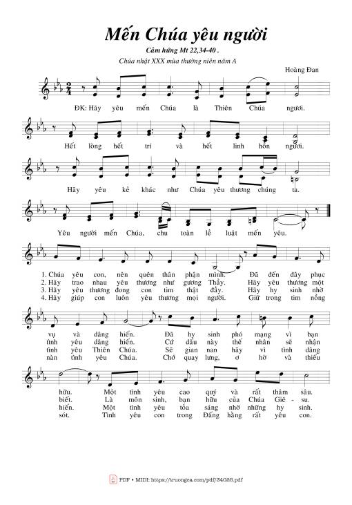 Sheet nhạc PDF bài Mến Chúa Yêu Người