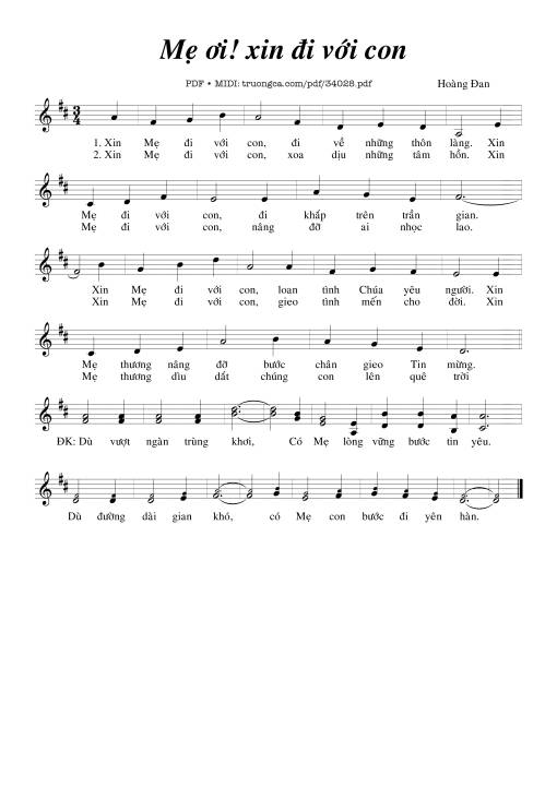 Sheet nhạc PDF bài Mẹ Ơi, Xin Đi Với Con