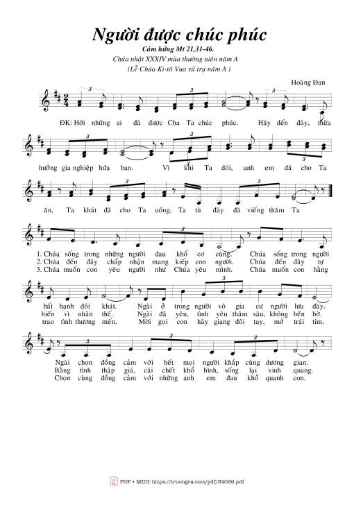 Sheet nhạc PDF bài Người Được Chúc Phúc