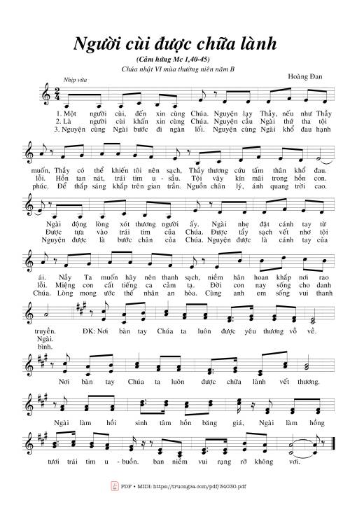 Sheet nhạc PDF bài Người Cùi Được Chữa Lành
