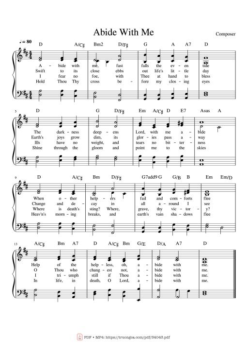 Abide With Me Piano - William Henry Monk