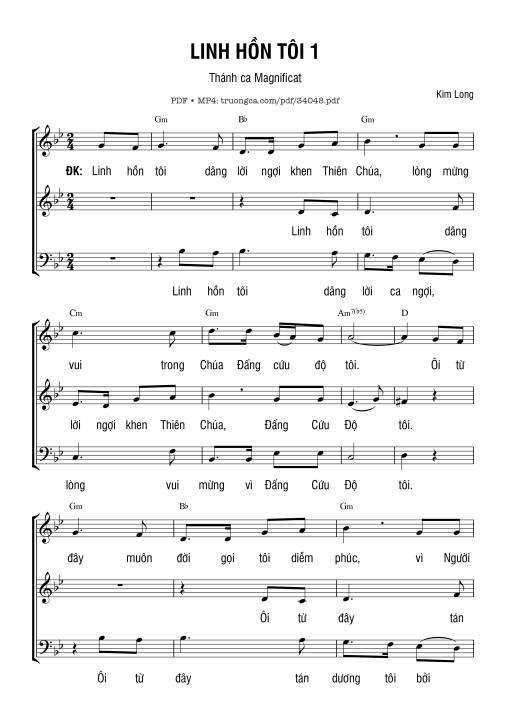 Sheet nhạc PDF bài Linh Hồn Tôi 1
