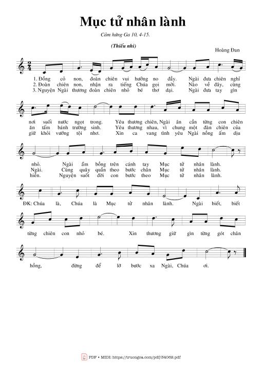 Sheet nhạc PDF bài Mục Tử Nhân Lành