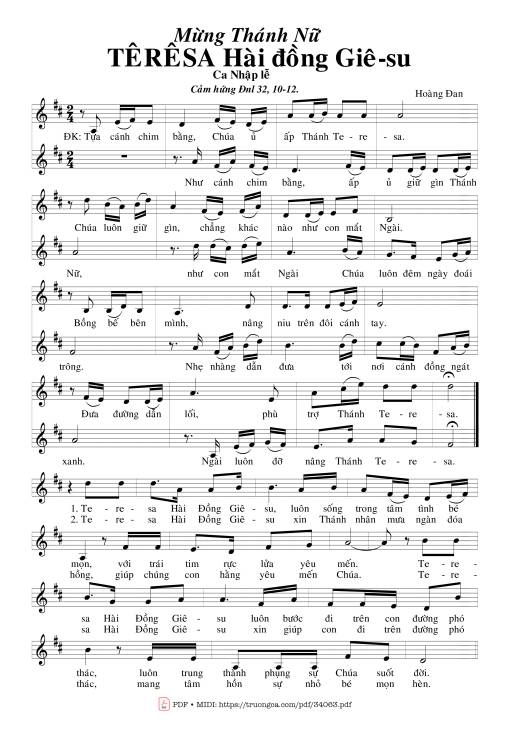 Sheet nhạc PDF bài Mừng Thánh Nữ Têrêsa Hài Đồng Giêsu